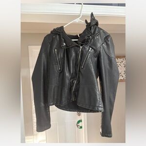 Fee People-Faux Leather Hooded Jacket